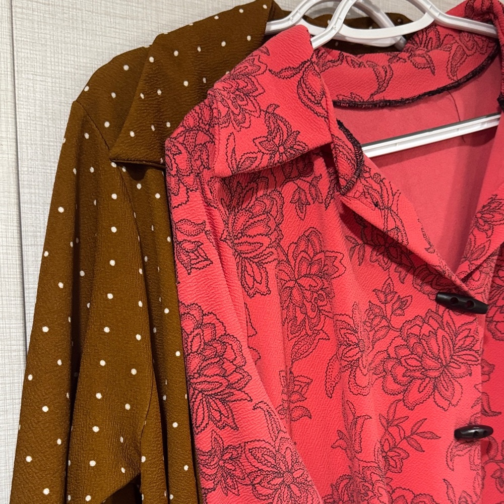 Floral Pink and Polka Dot Brown Blouses